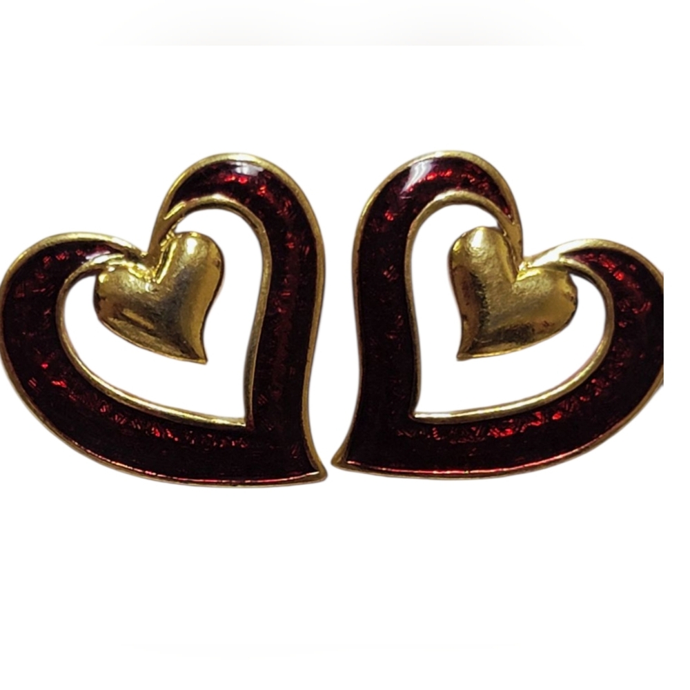 Elegant Gold Tone & Enamel Earrings ♥︎ BOTH PAIRS included
